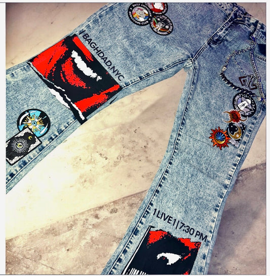 "BAGHDAD NYC" PATCHWORK DENIM JEANS