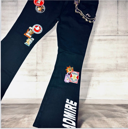 "PEACE WAS NEVER AN OPTION" PATCHWORK JEANS